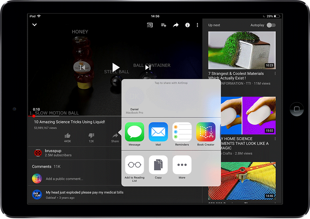 Series of screenshots showing embedding process on iPad